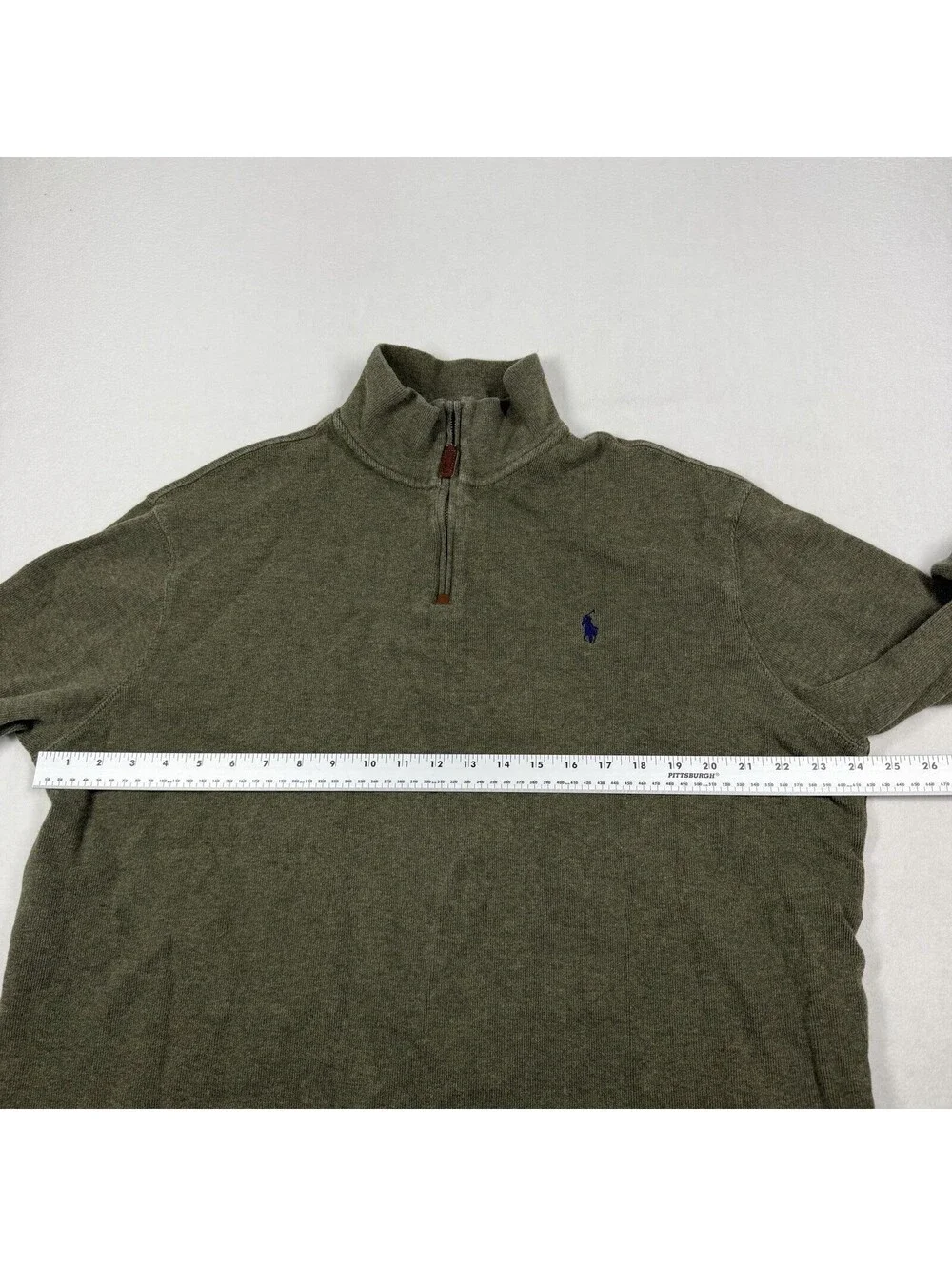 Polo Ralph Lauren Men’s 1/4 Zip Sweater Pullover Men’s XL Green USA Fabric